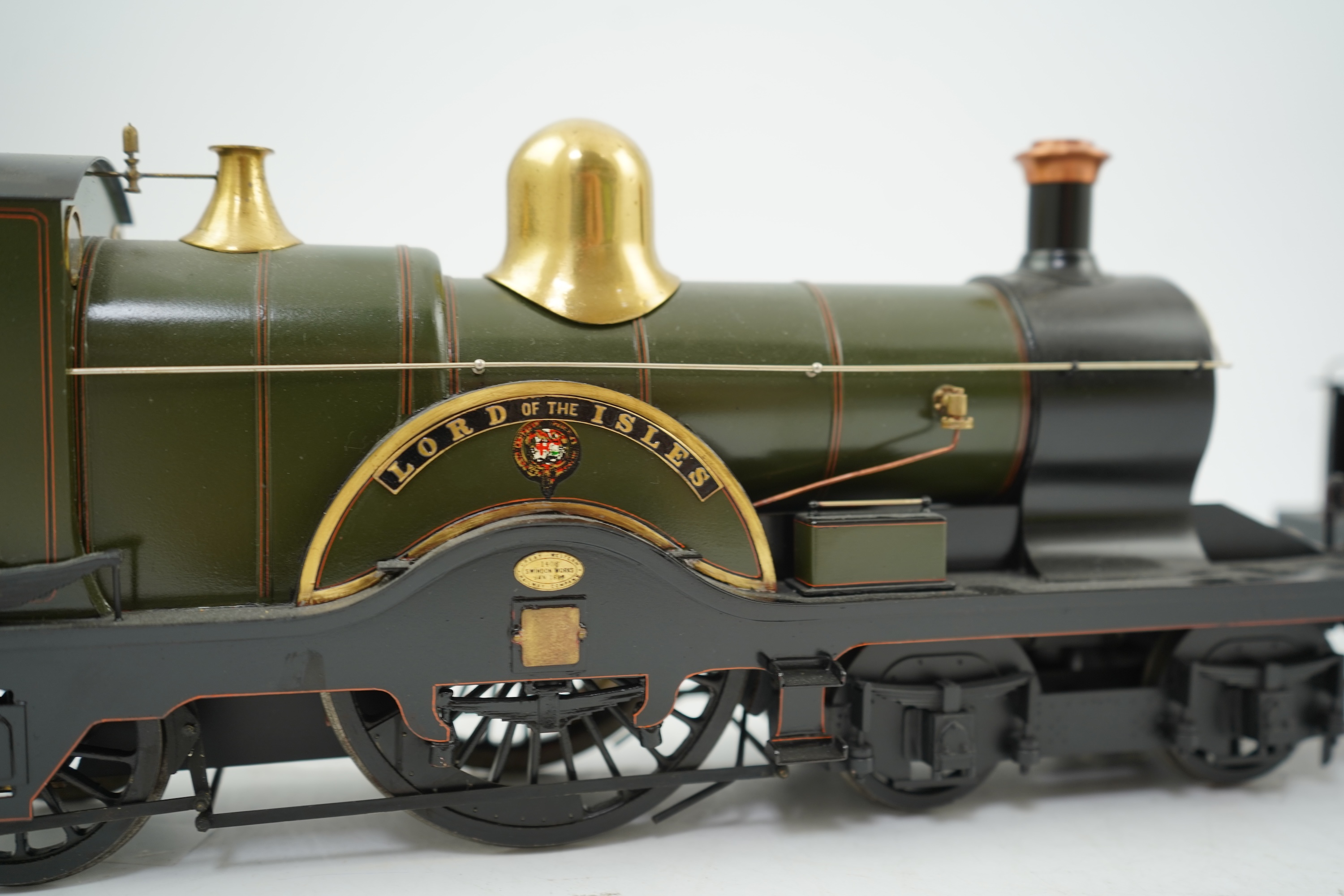 A Gauge One Cherry Scale Models model of a ‘Dean Single’ GWR Achilles Class (Class 3031) Lord of The Isles 3046, 4-2-2 tender locomotive, powered for two rail operation.
